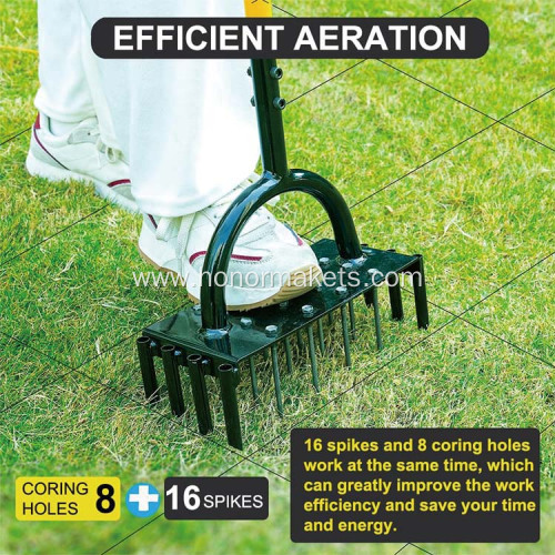 Aerator Lawn Tool Manual Dethatching & Soil Aerator Lawn Yard Tool with 16 Iron Spikes and 8 Cores garden hand tools